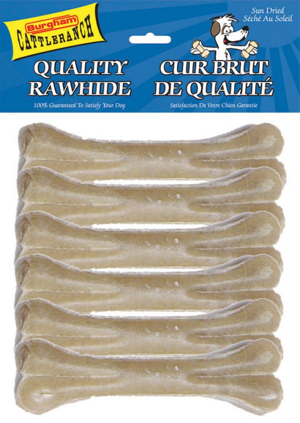 BURGHAM Packaged Pressed Rawhide Bone 6pk 6.5in