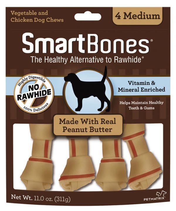 SMARTBONES Peanut Butter Bones 4 Pk MEDIUM