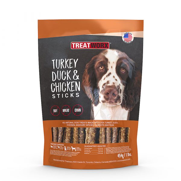 TREATWORX Turkey, Duck & Chicken Sticks 454g