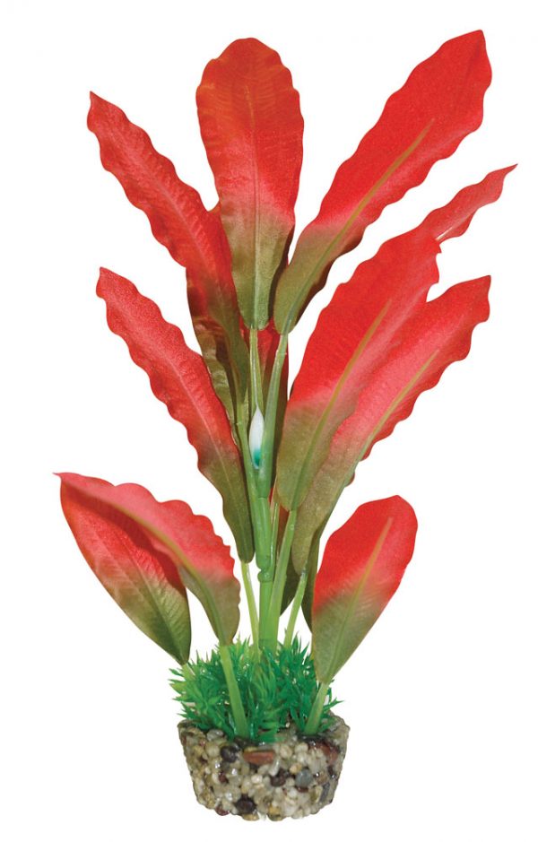 AQUA-FIT Silk Plant w/ Gravel Base - Red 8in