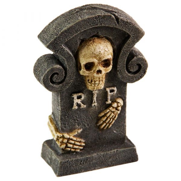 AQUA-FIT Polyresin Skull Tombstone 2x1x3.5"