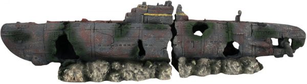 AQUA-FIT Polyresin Submarine Wreck 16x4x3in