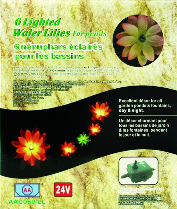 AQUA-FIT AQUATICS Set of 6 Lighted Water Lilies for pond use