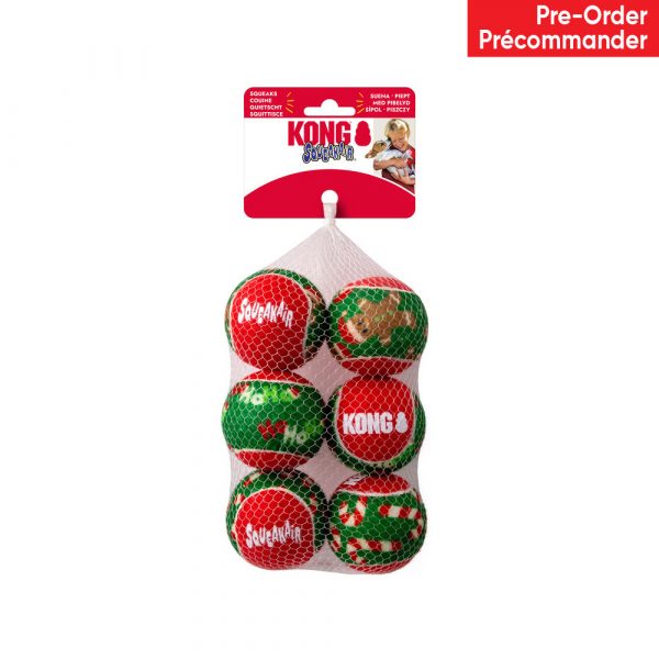 KONG Holiday SqueakAir Balls 6-pk Md (2)