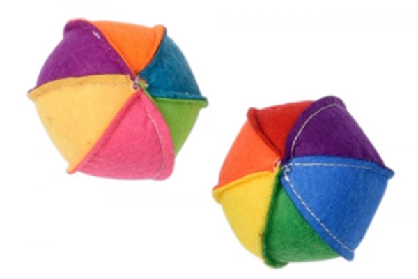 MULTIPET FELT BEACH BALL CAT TOY- 2.5" (3)