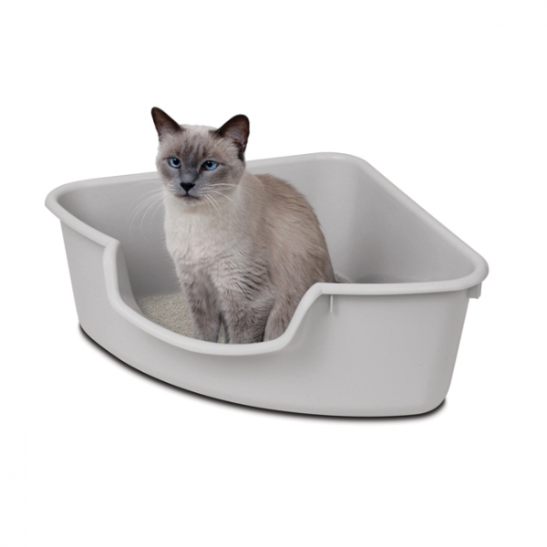 SMARTCAT Corner Litter Box, Grey 24x19x8.5"