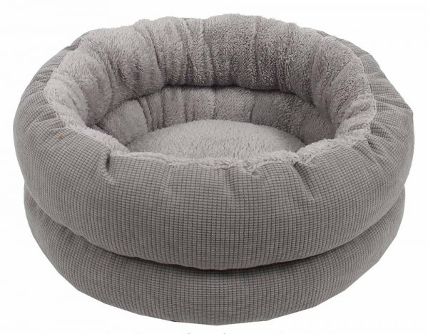 CUMFY Fleece/Corduroy Round Bed -Light Grey 51x20cm