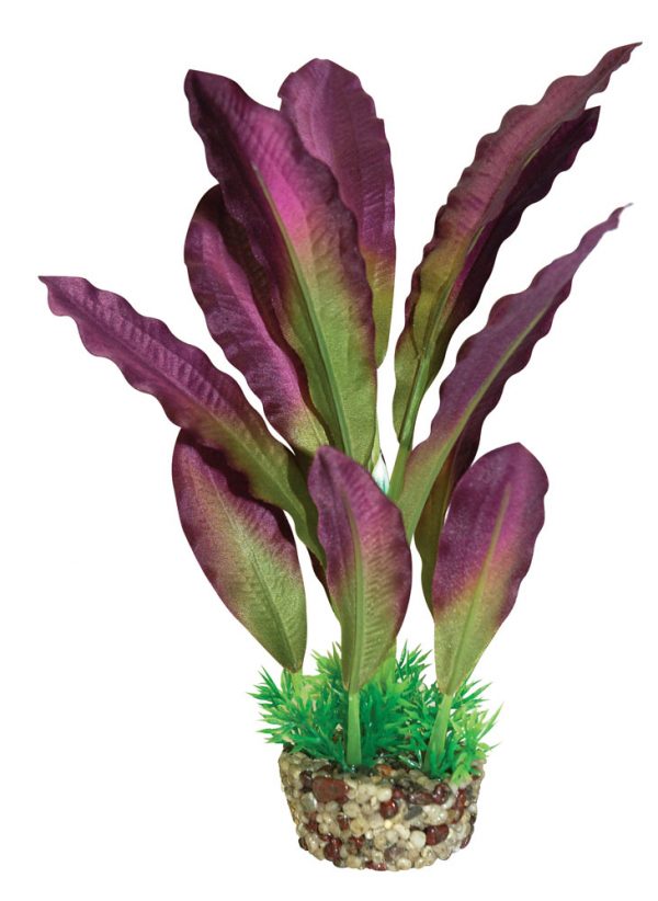 AQUA-FIT Silk Plant with Gravel Base - Purple 8in