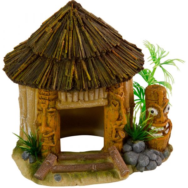 AQUA-FIT Polyresin Tiki Hut 4x4x4"