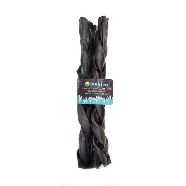 BULLSTERS Collagen Charcoal Sticks Braided 12 in- 2 pk (10)