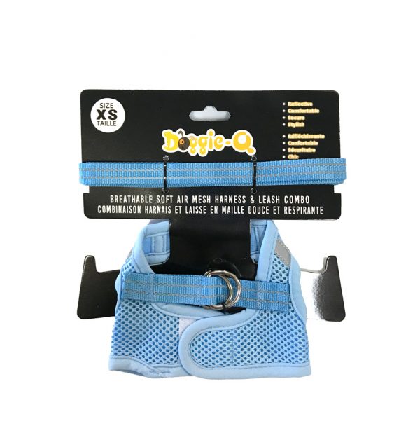 DOGGIE-Q Mesh Dog Harness/Leash combo BL XS