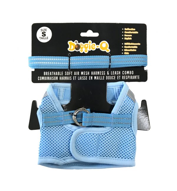 DOGGIE-Q Mesh Dog Harness/Leash combo BL S