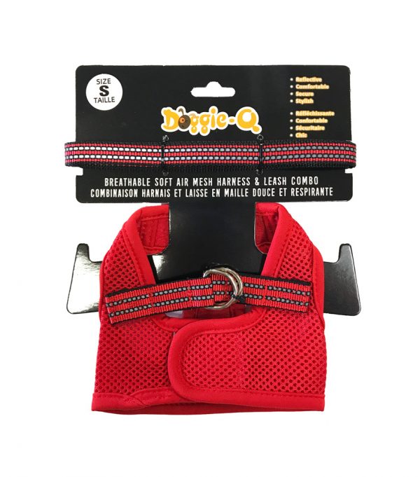 DOGGIE-Q Mesh Dog Harness/Leash combo RD S