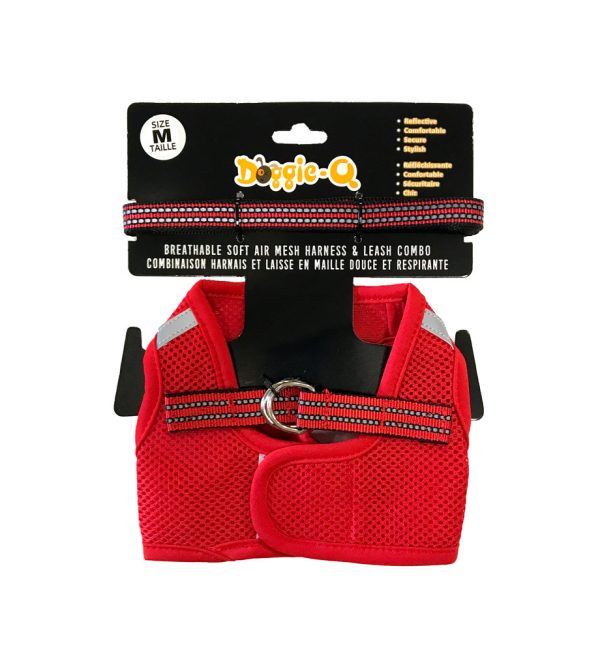DOGGIE-Q Mesh Dog Harness/Leash combo RD M