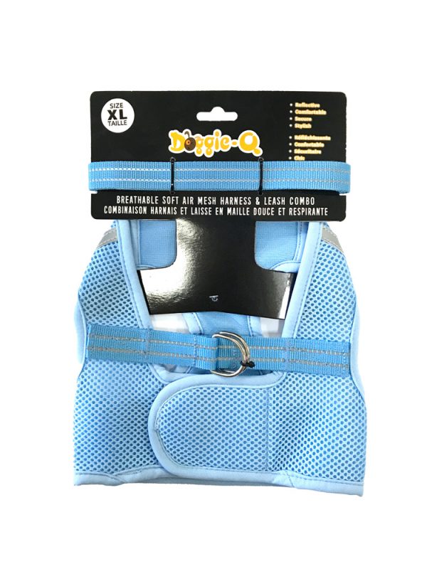 DOGGIE-Q Mesh Dog Harness/Leash combo BL XL