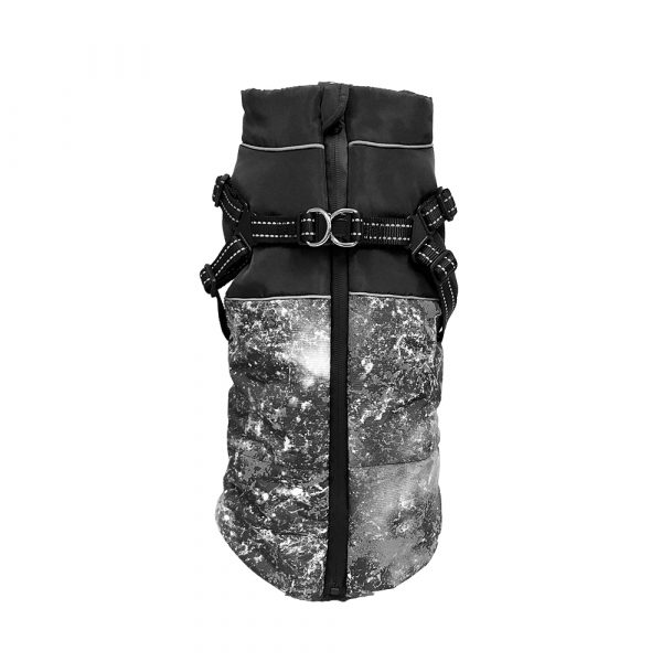 DOGGIE-Q Mystical Reflective Jacket w/Harness - Black 14"
