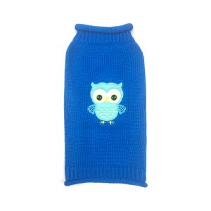 DOGGIE-Q Blue w/ Green Owl Sweater 6"