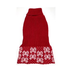 DOGGIE-Q Red w/ White Bows Sweater 6"