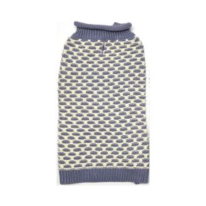 DOGGIE-Q Blue Cloud Pineapple Plaid Sweater 14"