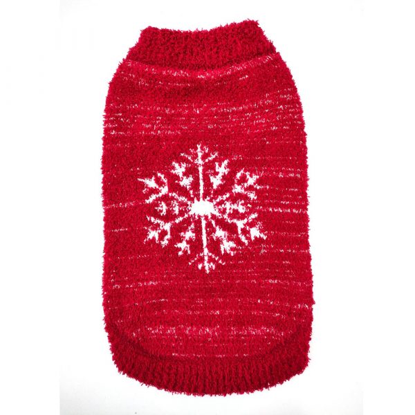 DOGGIE-Q Red w/ Snowflake Sweater 18"