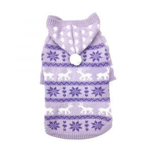 DOGGIE-Q Lavender Patterned Hoodie Sweater 16"
