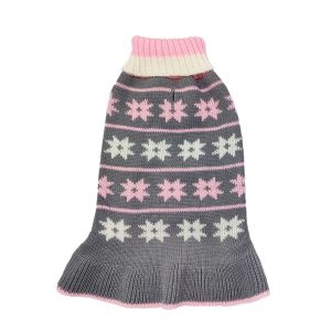 DOGGIE-Q Double Knit Grey/Pink Dress 12"