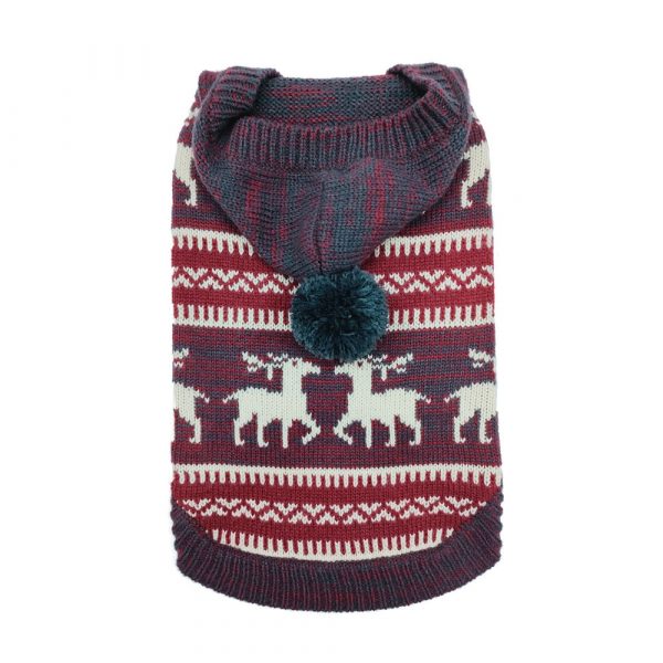 DOGGIE-Q Double Knit Moose Sweater w/Hoodie 6"