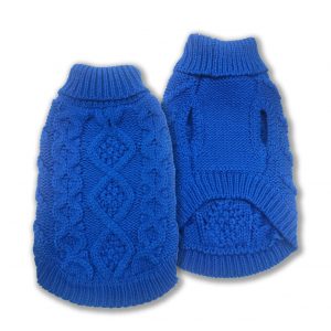 DOGGIE-Q Cable Knit Sweater Cobalt Blue 14"