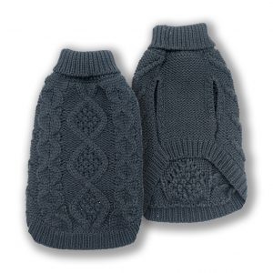 DOGGIE-Q Cable Knit Sweater Charcoal 8"