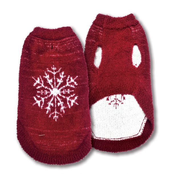 DOGGIE-Q Sweater w/ Snowflake Cranberry 18"