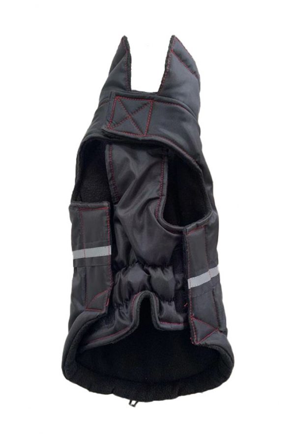 DOGGIE-Q Ref High Collar Tech Jacket Black/Red 24" - Image 3