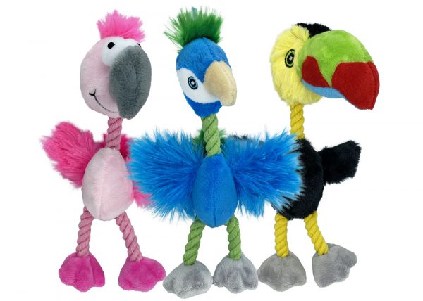 PET ENVY Mini Brd Brain Asst Flmngo/Pcock/Tcn 8" (3)