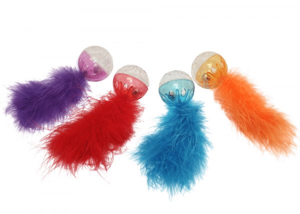 MULTIPET Lattice Ball w/ Feather - 2pk (3) 5"