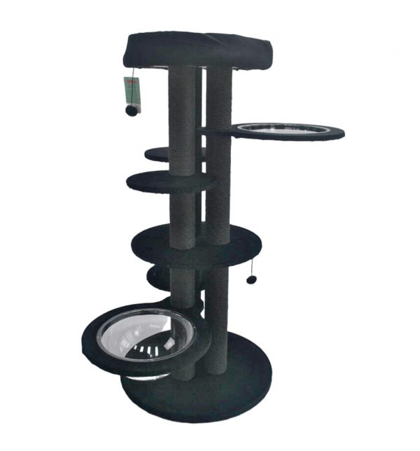 SIMONS Kitty Scratcher Adventure Tower w/Bowls