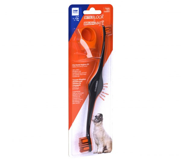 Paw Ready BrushMate Premium Toothbrush with Biteblock - Orange Small