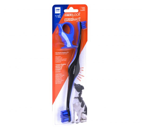 Paw Ready BrushMate Premium Toothbrush with Biteblock - Blue Medium