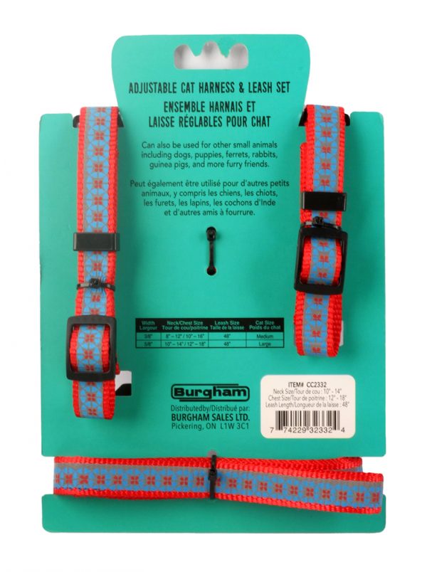 SIMONS Adjustable Reflective Nylon Harness/Leash Flower Print - Red L - Image 2