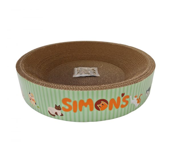SIMONS Corrugated Cat Bed w/Catnip – Round 18 X 18 X 3.5 in - Image 2