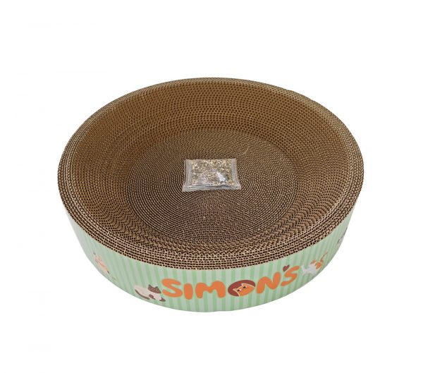 SIMONS Corrugated Cat Bed w/Catnip – Round 18 X 18 X 3.5 in - Image 3