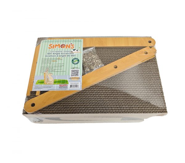 SIMONS Corrugated Luxe 90º Angle Scratcher w/Ball & Catnip 16.5 X 12 X 26.5 in
