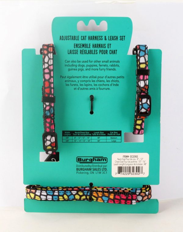 SIMONS Adjustable Nylon Harness/Leash Stone Print - Black M - Image 2