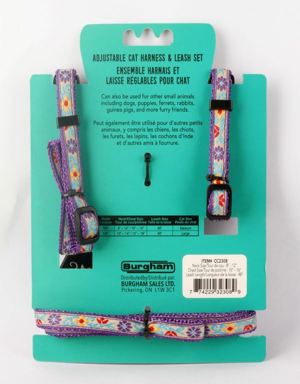 SIMONS Adjustable Nylon Harness/Leash Floral Print -Purple M - Image 2