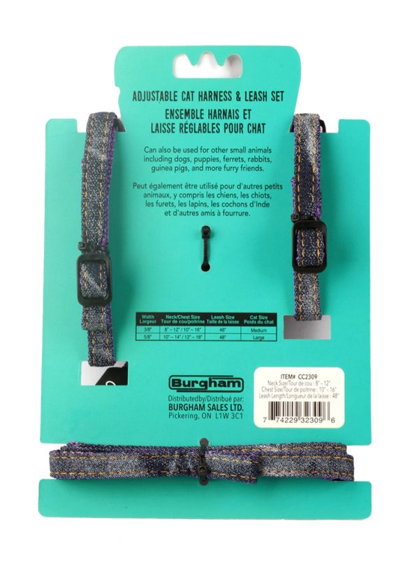 SIMONS Adjustable Nylon Harness/Leash Denim - Purple M - Image 2