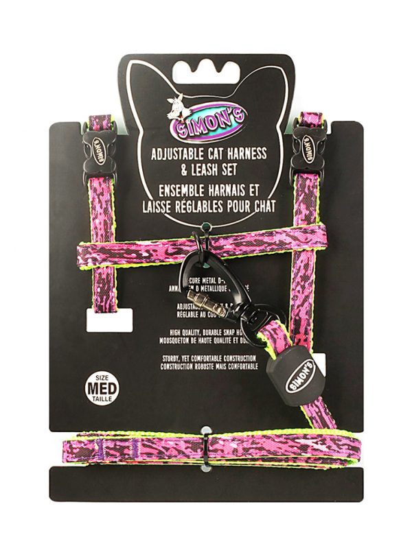 SIMONS Adjustable Nylon Harness/Leash Army - Pink M