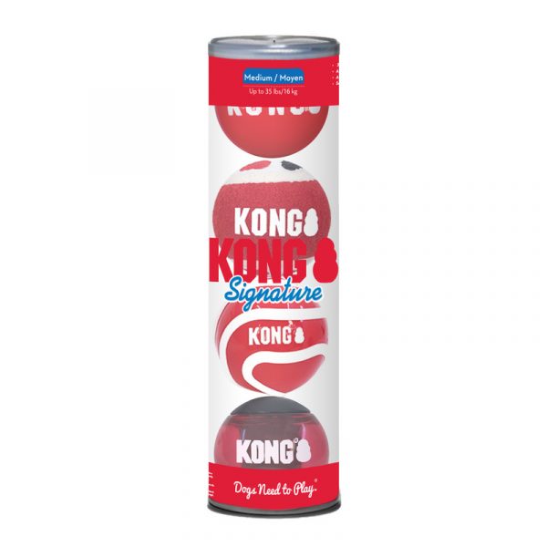 KONG Signature Balls 4-pk Assorted Md