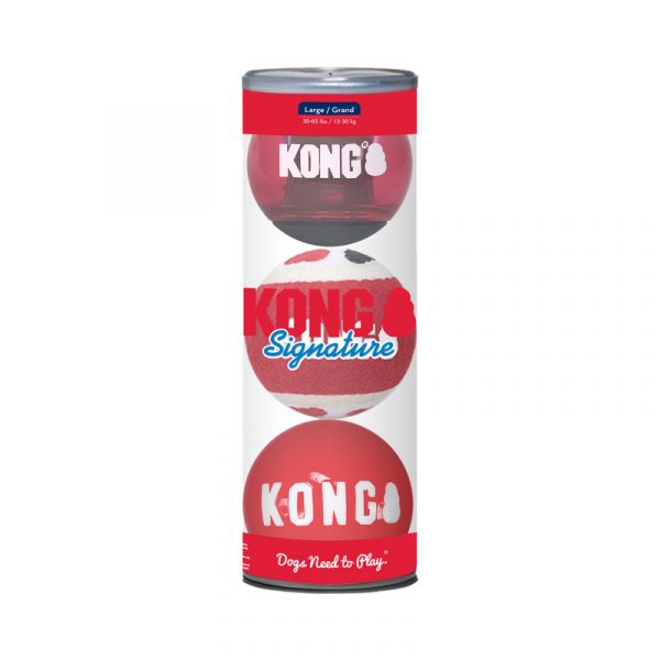 KONG Signature Balls 3-pk Assorted Lg