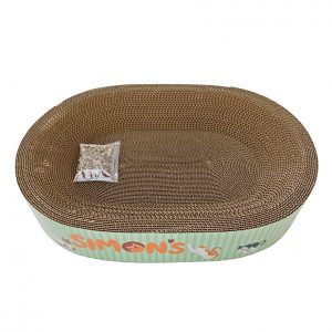 SIMONS Corrugated Cat Bed w/Catnip – Oval 19.5 X 12.5 X 3.5 in