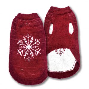 DOGGIE-Q Sweater w/ Snowflake Cranberry 12"