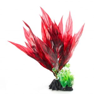 AQUA-FIT Red Broad Leaf Plastic Plant 8"