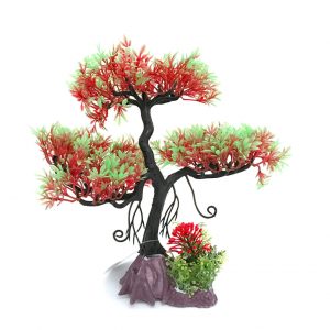 AQUA-FIT Red Upright Pine Bonsai Plastic Plant 11"